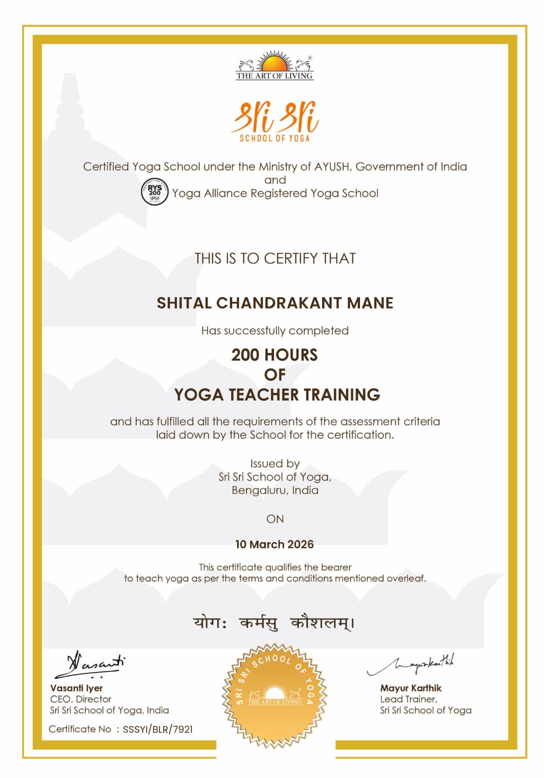 Yoga Instructor Shital